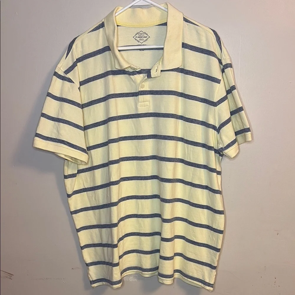 St. John's Bay Yellow and Blue Polo Shirt Casual Striped - Picture 1 of 4